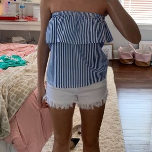 NWOT H&M striped ruffle off the shoulder top
